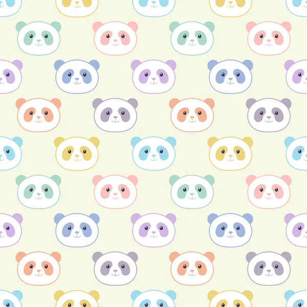 Cute Panda Seamless Pattern Colorful Pastel Pandas Vector Illustration Endless — Stockvektor