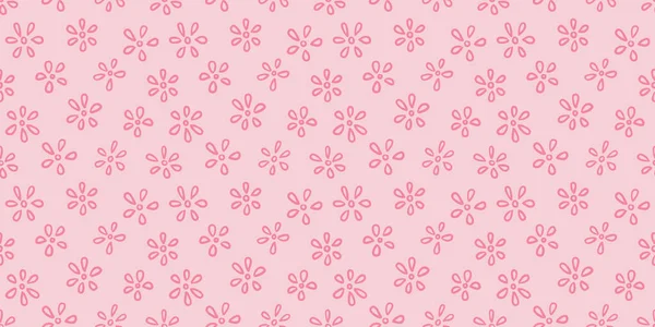 Rosa Florales Muster Blume Doodles Vektor Wiederholen Hintergrund Perfekte Frühling — Stockvektor
