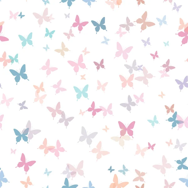 Cute Colorful Butterflies Vector Pattern Pastel Butterfly Background Seamless Repeat — Stock Vector