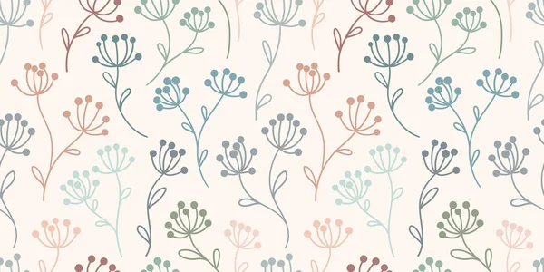 Pastel Floral Vector Pattern Seamless Background Flowers Endless Repeating Tile — Vector de stock