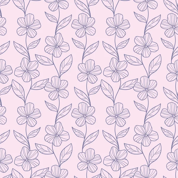 Pastel Purple Floral Vector Pattern Seamless Background Flower Illustrations Repeating — стоковый вектор