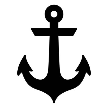 Çapa vektörü silueti, basit simge, izole logo