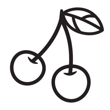 Tatlı vişne logosu, vektör meyve illüstrasyonu, çizgi sanat logosu