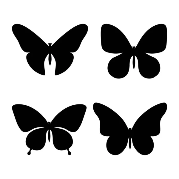 Colección Mariposas Vectoriales Silueta Negra Logotipo Aislado Mariposas Lindas — Archivo Imágenes Vectoriales