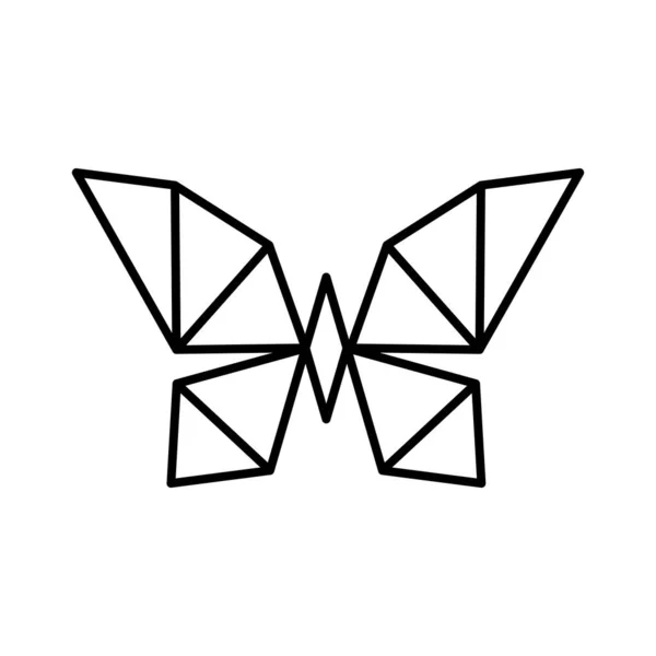 Mariposa Geométrica Baja Polly Vector Símbolo Blanco Negro — Archivo Imágenes Vectoriales
