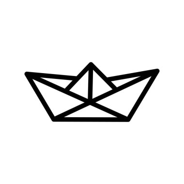 Kağıt gemi simgesi, gemi logosu, izole edilmiş.