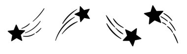 Kayan yıldız simgesi seti, basit yıldızlar, izole edilmiş