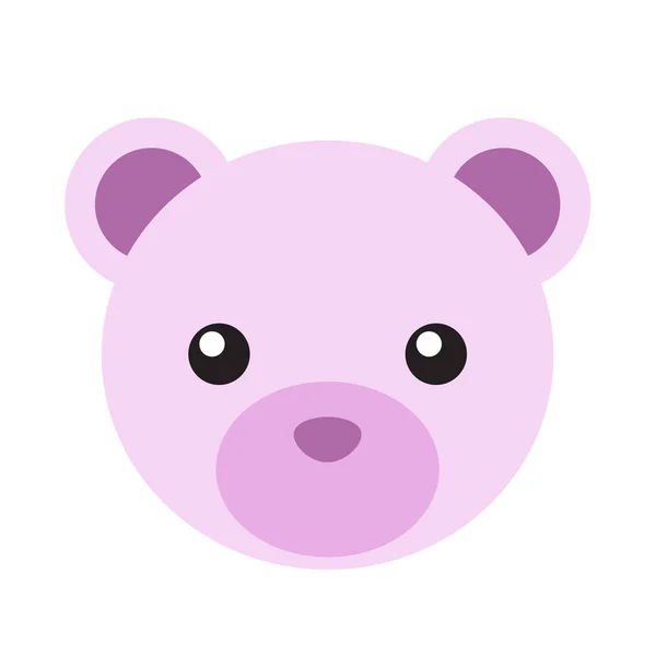 Симпатичный Розовый Медведь Плоская Икона Символ Пастели Изолированный — стоковый вектор