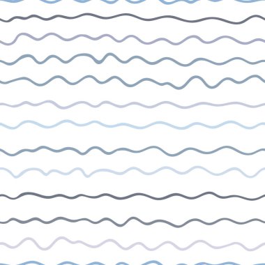 Mavi yatay çizgiler pürüzsüz vektör deseni, dalgalı çizgiler