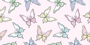 Şirin kelebek vektör deseni, arka planı tekrarla