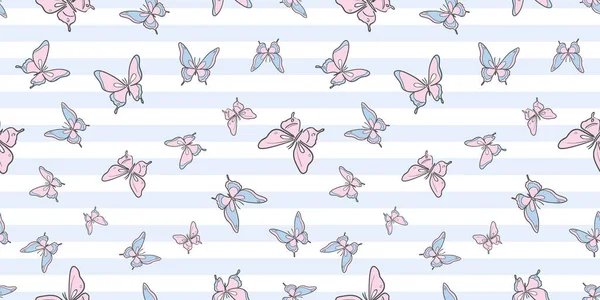 Pembe ve mavi kelebek vektör deseni, arka planı tekrarla
