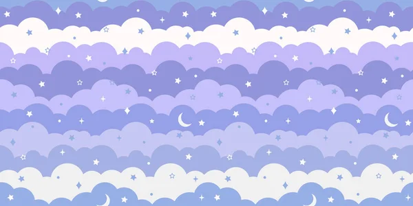 Night Sky Cute Vector Background Seamless Repeat Pattern — Stock Vector