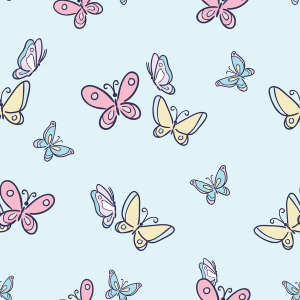 Çizgi film kelebek vektör deseni, kusursuz tekrar arkaplan