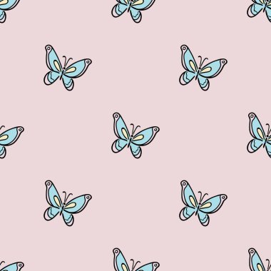Tatlı kelebek deseni, kusursuz vektör tasarımını tekrarlıyor.