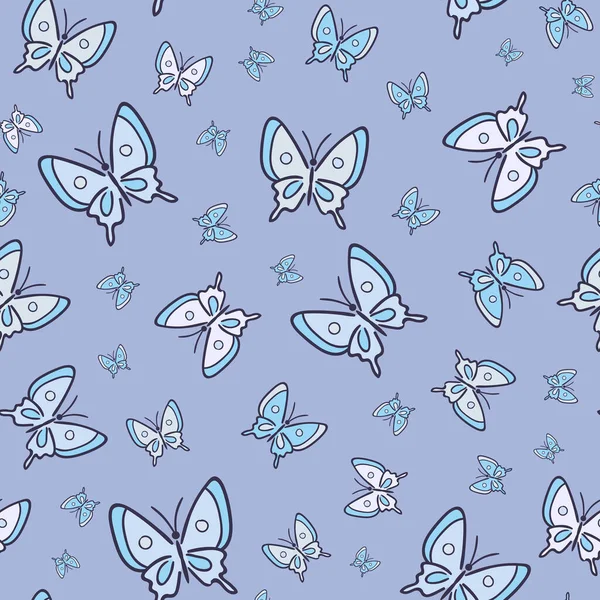 Mavi karikatür kelebek vektör deseni, pürüzsüz tekrar kiremit