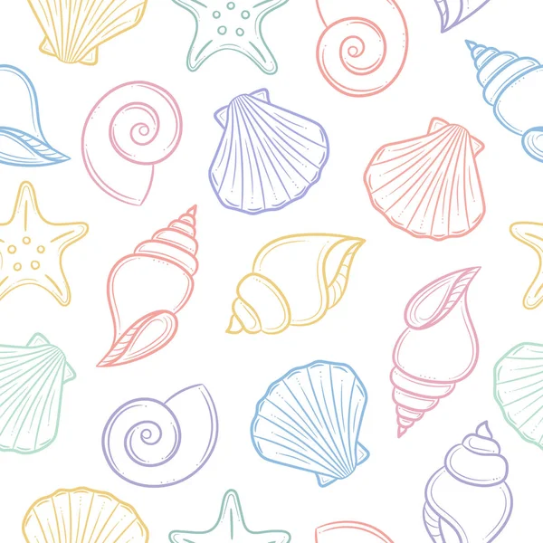 Yaz için deniz kabuğu vektör şablonu, pürüzsüz yinelenen arka plan