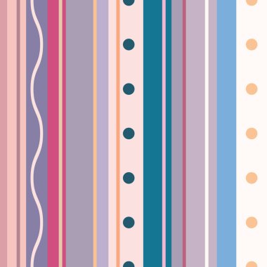 Dikey çizgiler ve noktalarla soyut renkli vektör tekrarlama şablonu