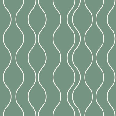 Yeşil çizgili desen, dikey dalgalı çizgilerle kusursuz vektör tekrarı