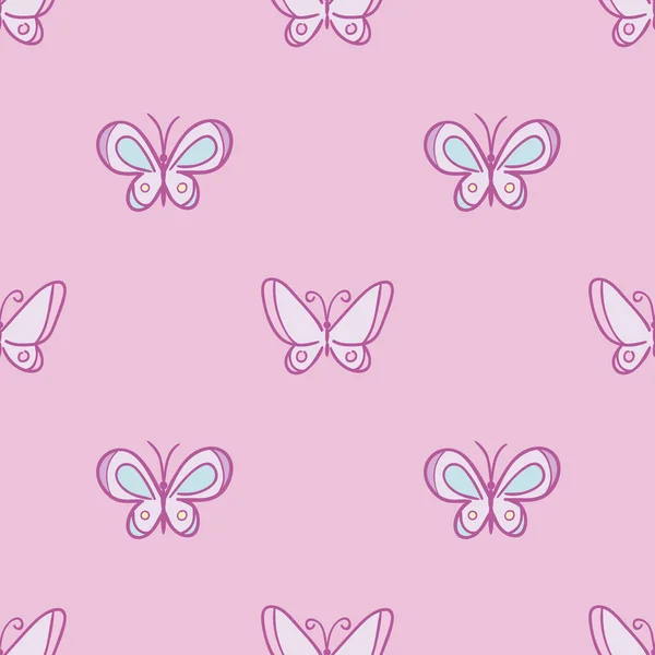 Modèle Simple Papillon Dessin Animé Rose Pastel Pour Les Enfants — Image vectorielle