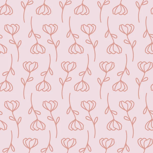 ピンクの花のベクトルの繰り返しパターン シームレスな背景 — ストックベクタ