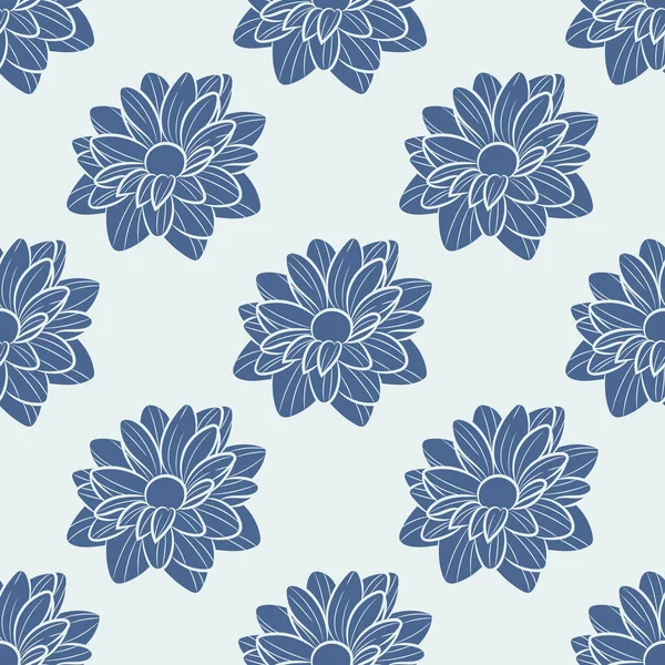 Blauwe Bloemen Vector Herhalen Patroon Met Madeliefjes Naadloze Herhaling — Stockvector