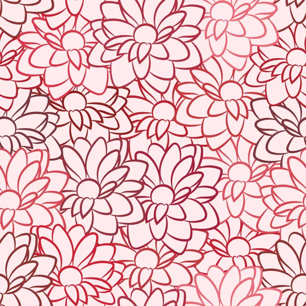 Rotes Blumenmuster Nahtlose Vektorwiederholung Mit Gänseblümchenblümchen — Stockvektor