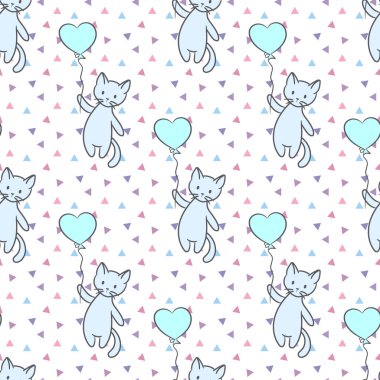 Çizgi film kedileriyle şirin, renkli vektör tekrarı.