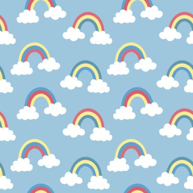 Şirin, renkli gökkuşağı tekrar deseni, vektör arkaplan