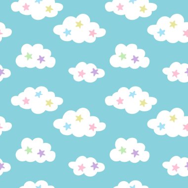 Sevimli bulutlar, renkli yıldızlı desenleri tekrarlamaz.