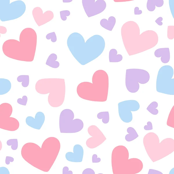 Colorful Pastel Hearts Seamless Vector Pattern Repeating Background — Stock Vector