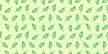 Yeşil yapraklı vektör arkaplanı, doğa esinlenmiş tekrar deseni