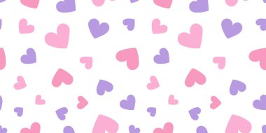 Şirin dağınık kalpler. Tekrarla şablon, vektör arkaplan