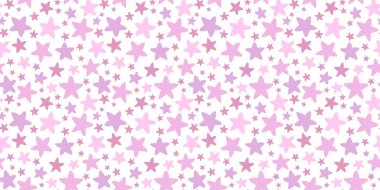Pembe yıldızlar vektör arkaplanı, kusursuz tekrarlama deseni