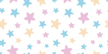 Tatlı pastel yıldızlar, kusursuz vektör deseni, arka planı tekrarla