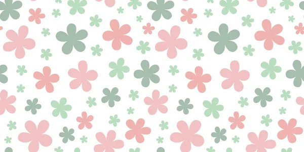 Fundo Mola Design Padrão Repetição Floral Com Doodles Flor Pastel — Vetor de Stock