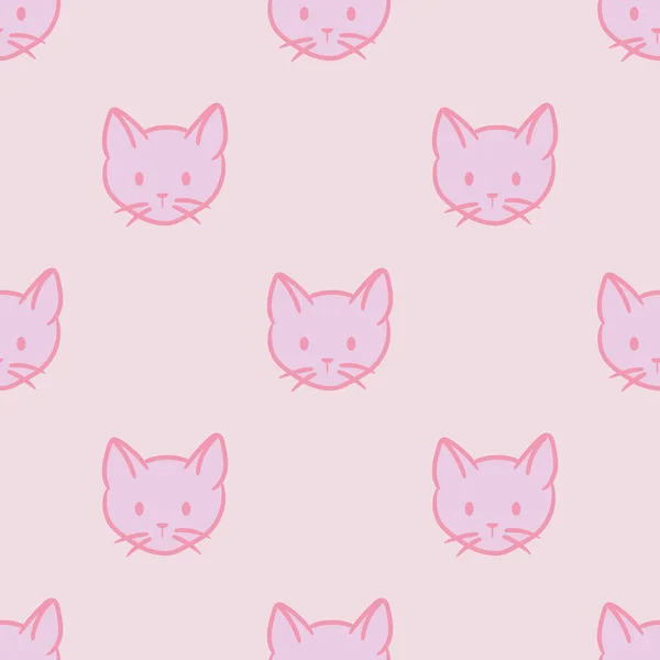 Vše Růžové Kočičí Pozadí Hladký Vektor Opakování Vzor — Stockový vektor