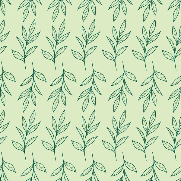 Leaf Vector Pattern Hand Drawn Leaves Seamless Repeating Background — 图库矢量图片