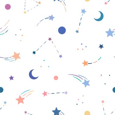 Takımyıldızları şirin vektör tekrarlama şablonu, pürüzsüz arkaplan