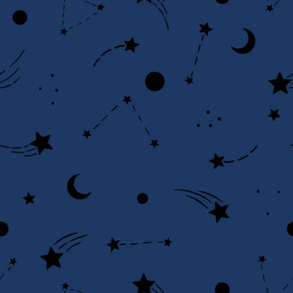 Night Sky Seamless Vector Pattern Shooting Stars — Stok Vektör