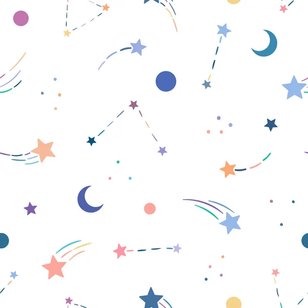 Constellations Cute Vector Repeat Pattern Seamless Background — Vetor de Stock