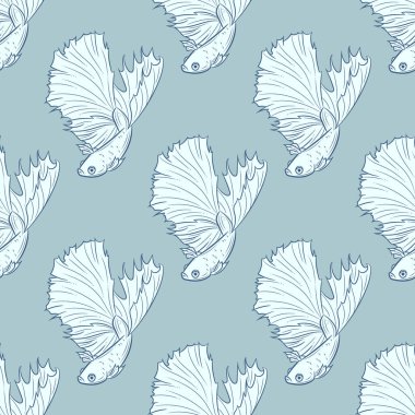 Siyam savaşçısı balık vektörü tekrar desen, betta balığı arkaplanı