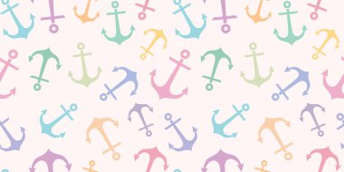 Çapa elemanları ile renkli arkaplan, pürüzsüz tekrar eden desen duvar kağıdı