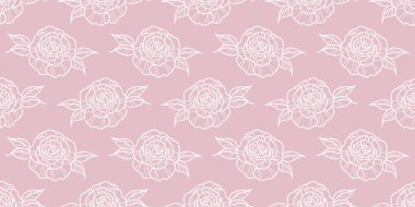 Pembe gül deseni, kusursuz tekrar arkaplan, vektör duvar kağıdı