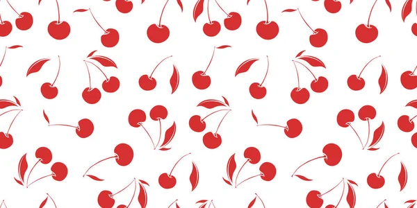 Red White Cherry Background Seamless Repeat Pattern Design — Stock Vector