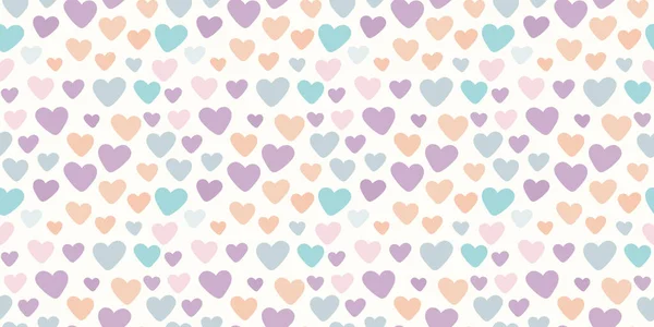 Colorful Heart Vector Background Pastel Repeat Pattern — Stock Vector