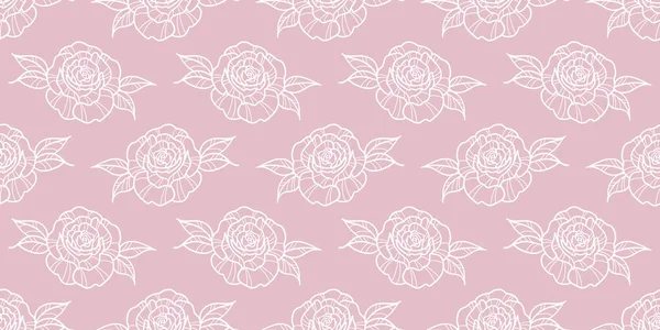 Розовая Роза Картина Бесшовные Повторения Фона Векторные Обои — стоковый вектор