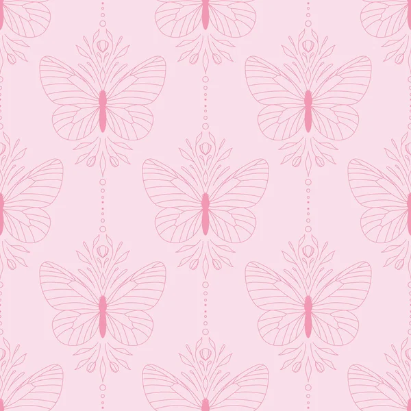 Patrón Repetición Vector Mariposa Rosa Fondo Sin Costuras — Vector de stock