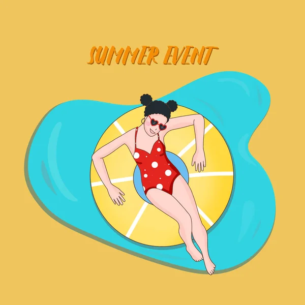 Woman Floating Ring Summer Event — Stok Vektör