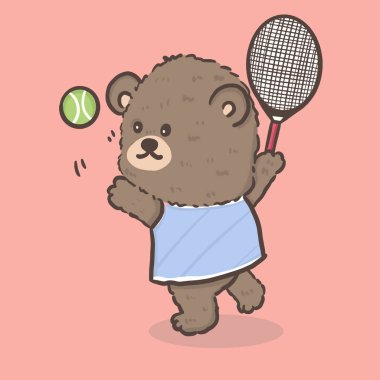 Bear cartoon character playing tennis sport