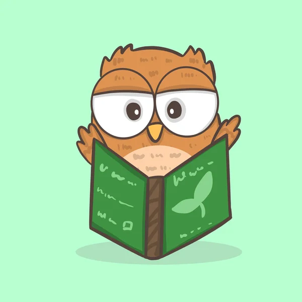 Cute Owl Student Cartoon Character Holding Books Illustration Back School — Image vectorielle